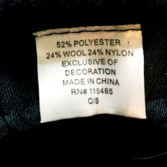 Black Heavy Felt Tie Adjustable Hat, Small Black Band Wool Blend One Size - Picture 5 of 6